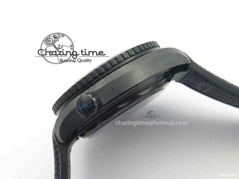 0428 Unique Planet Ocean 45mm Real Ceramic Blue BP-Maker Best Edition Black Dial On Nylon Rubber Strap A 8184